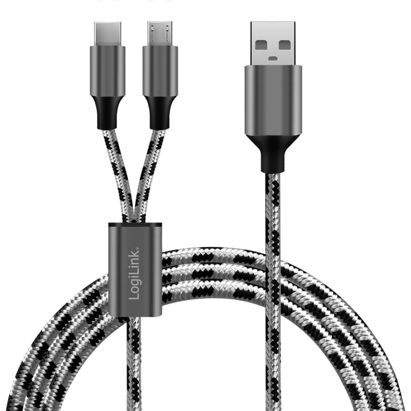 LOGILINK USB 2.0 Kabel CU0202 2-in1 USB-C Micro-USB, 1,2m