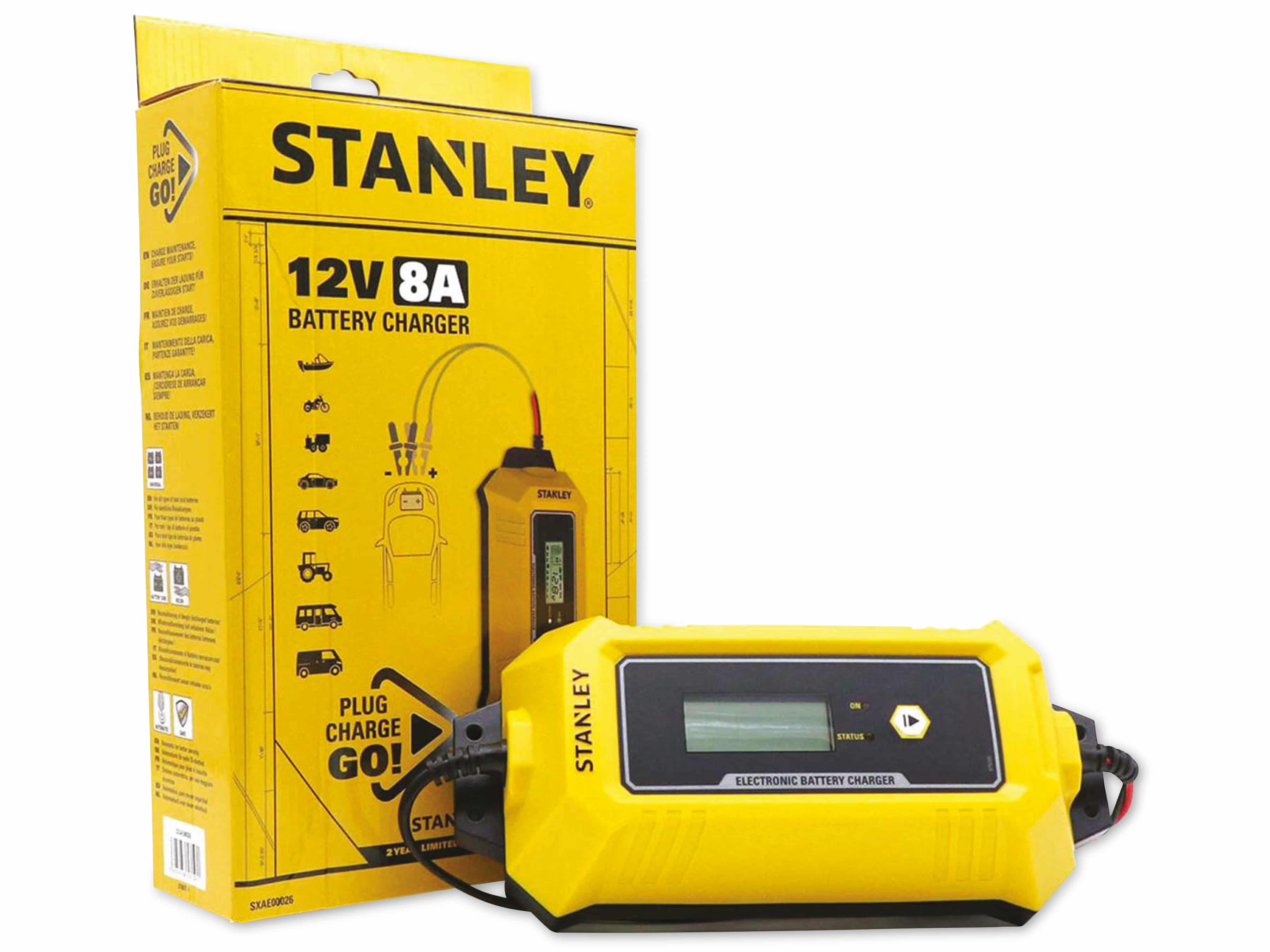 STANLEY Batterie-Ladegerät, 12V, 8A, für Bleiakkus, IP65