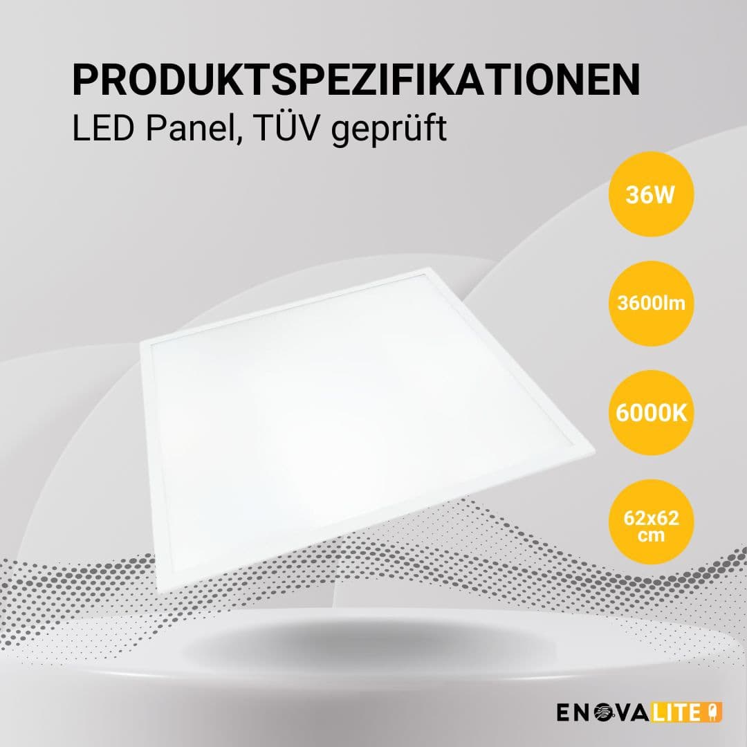 ENOVALITE LED-Panel, 36 W, 3600 lm, EEK: F, 620x620 mm, 6000 K