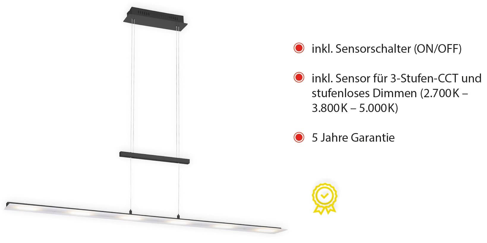 JUST LIGHT LED-Pendelleuchte 15880-13 anthrazit, 24 W, 2700 lm, CCT