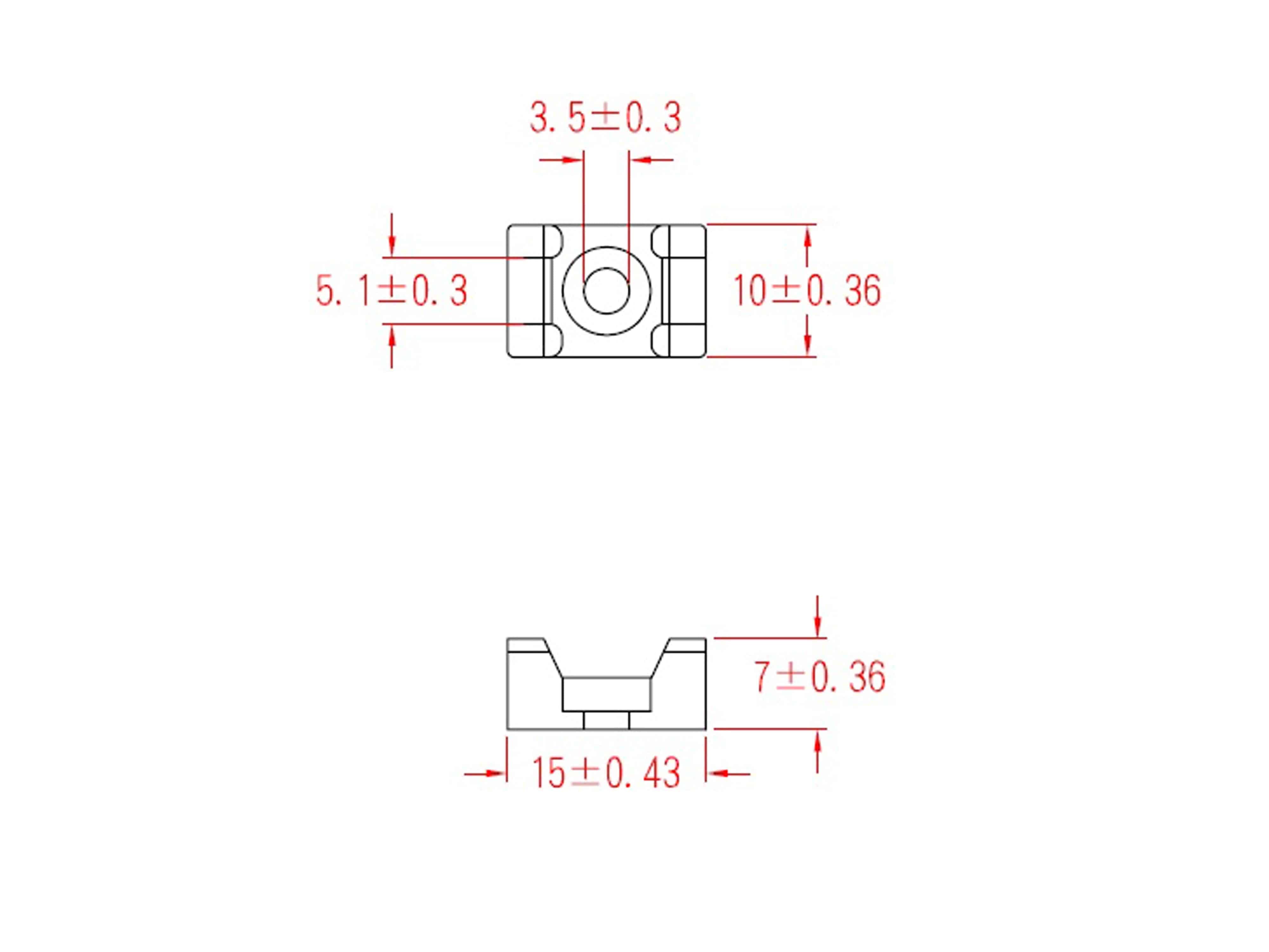 KSS Befestigungssockel schraubbar Polyamid 6.6, Natur, Befestigungsloch 3,5, L=15, B=10, 1 Stück