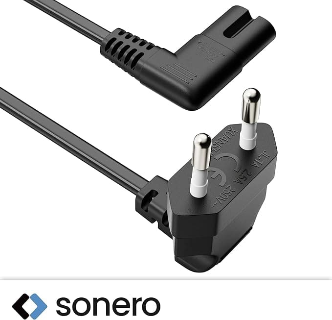 SONERO Netzkabel X-ESW-C7W-010B, Eurostecker, 90°, schwarz, 1m