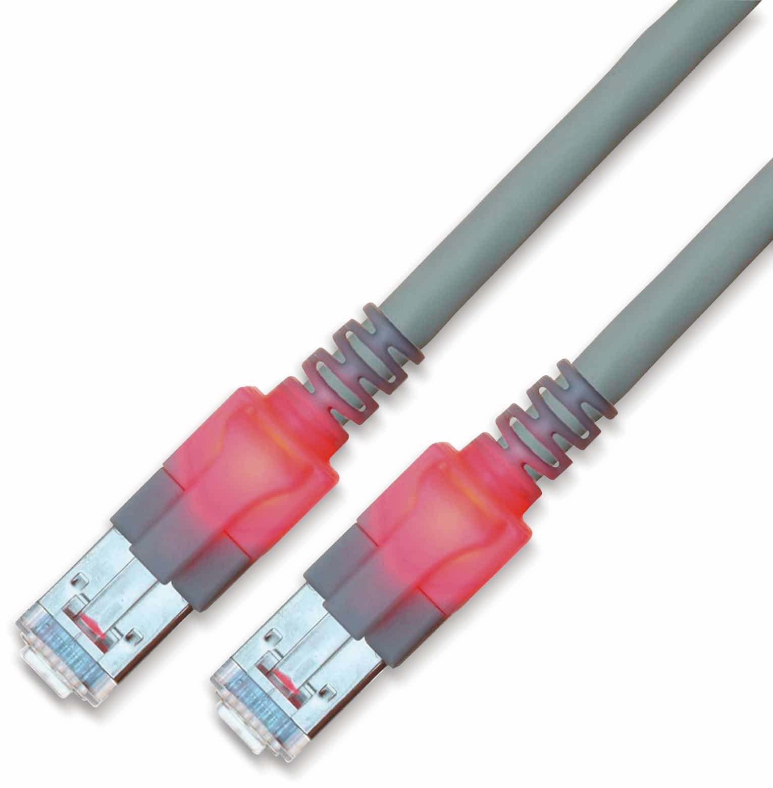 RJ45 Patchkabel SACON CAT.6, S/FTP, Lichtidentifikation, LSOH, grau, 2,0 m