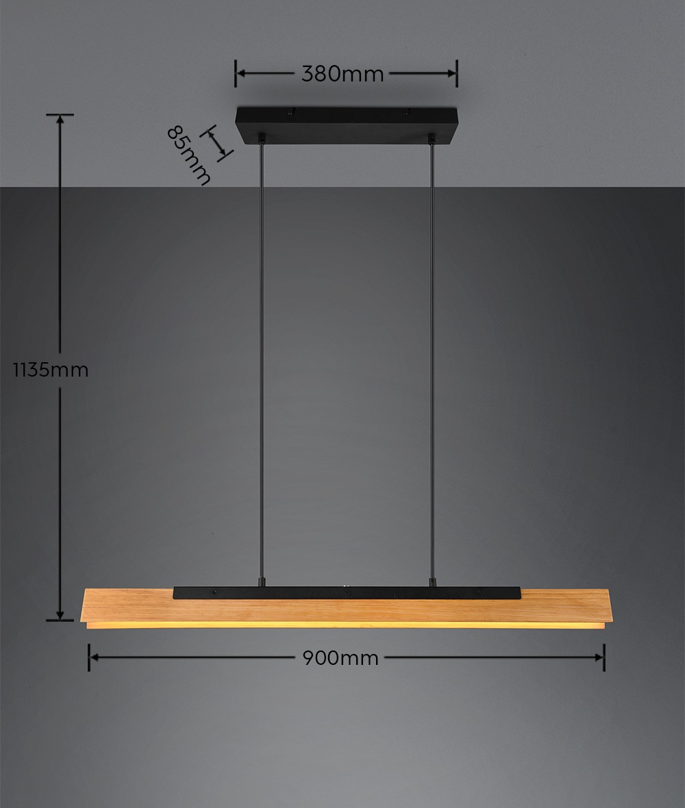 TRIO LED-Pendelleuchte Kerala 341610132 schwarz, 25 W, 3000 lm, 3000 K