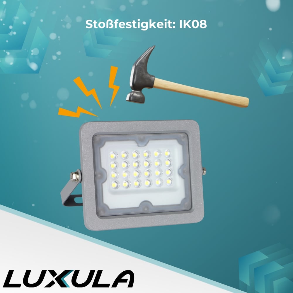 LUXULA LED-Fluter, EEK: F, 20W, 1800lm, 4000K, IP65, grau