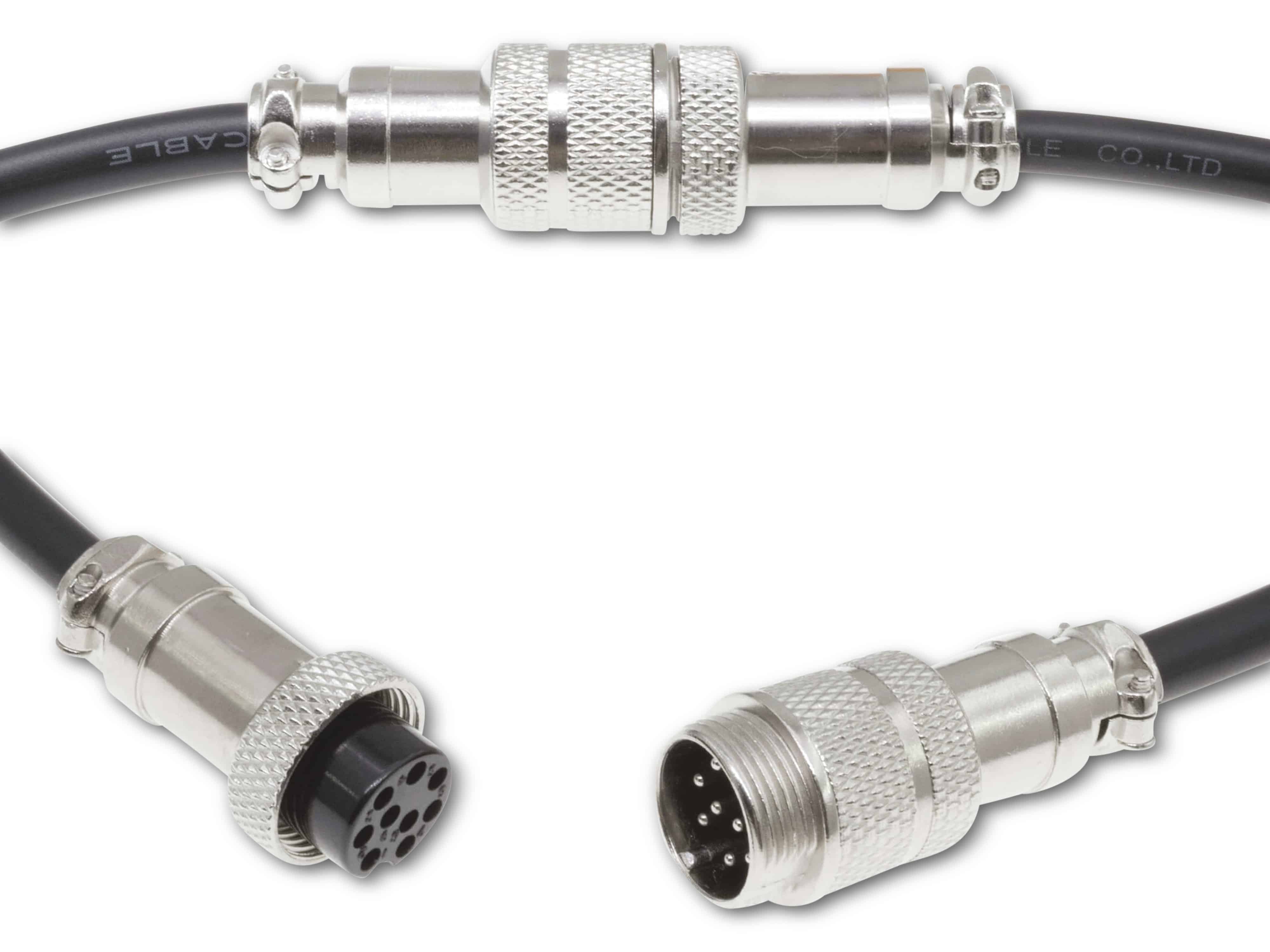 Rundsteckverbinder, 9-polig, 30V, 1A, Lötanschluss, IP55, wire to wire, 1 Stecker + 1 Buchse