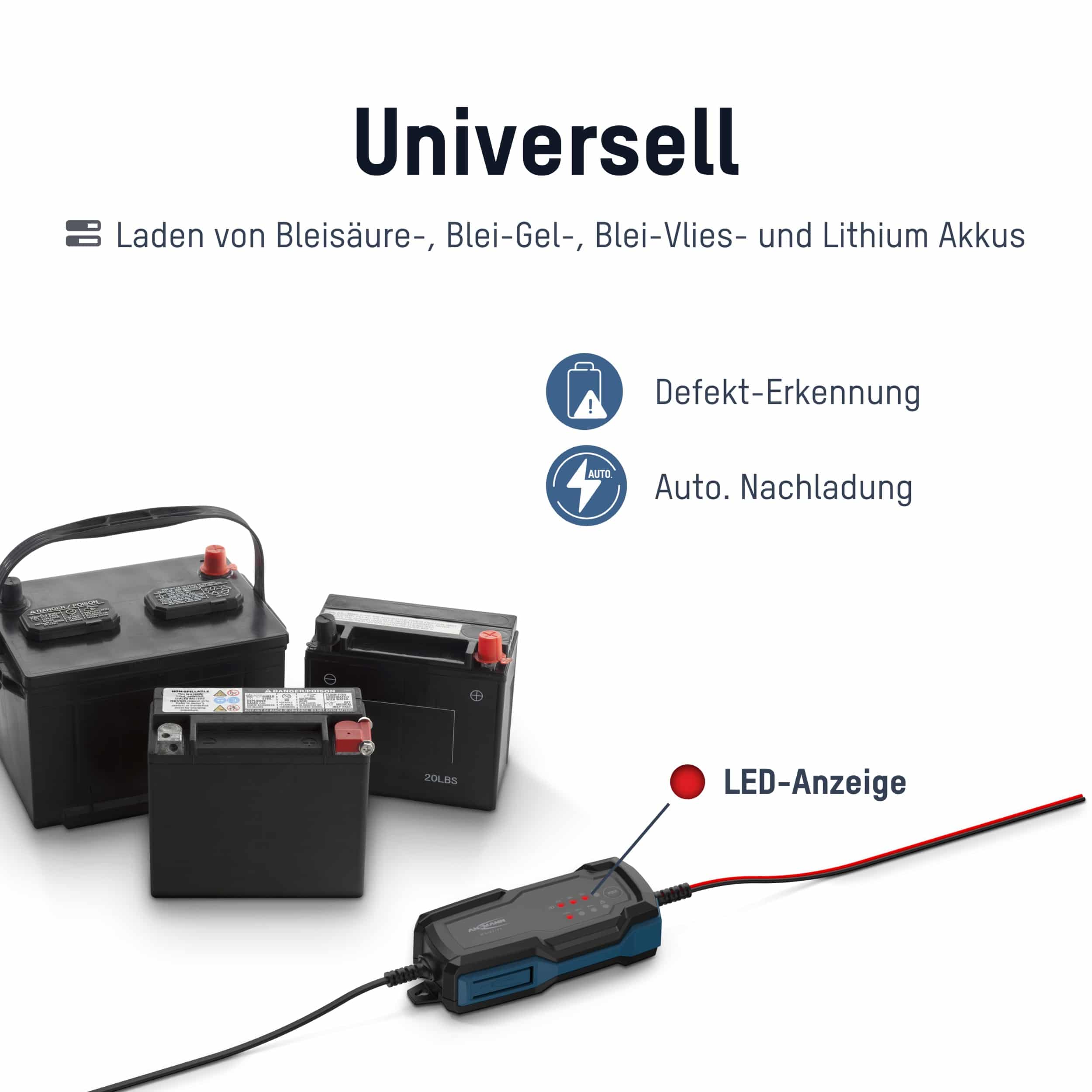 ANSMANN Autobatterie-Ladegerät, 1001-0143, Bleiladegerät, BC 6...12 V-, 2 A