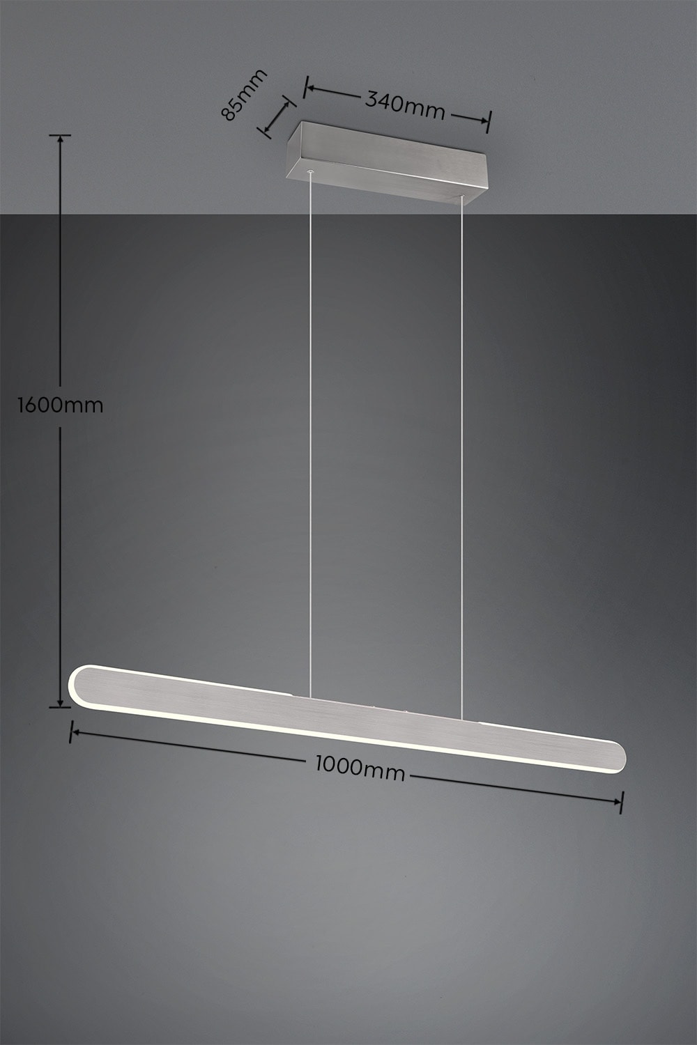 TRIO LED-Pendelleuchte Helios 343310105 aluminiumfarbig, 28 W, 3300 lm, CCT