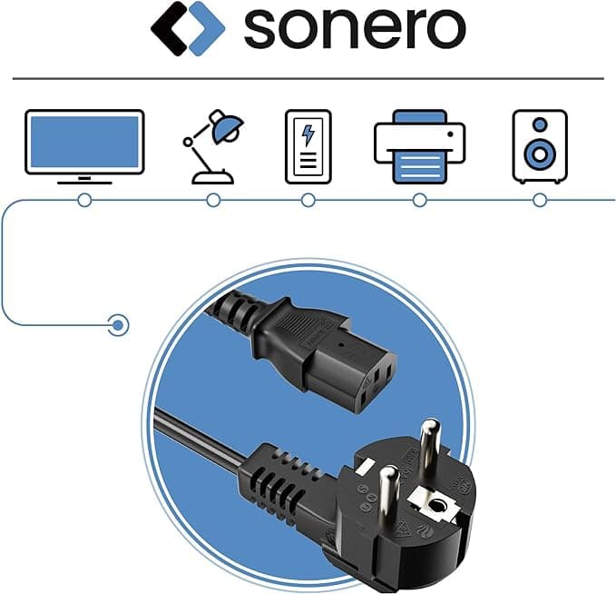 SONERO Netzkabel Schutzkontaktstecker, X-SKW-C13G-050B, 90°, schwarz, 5m