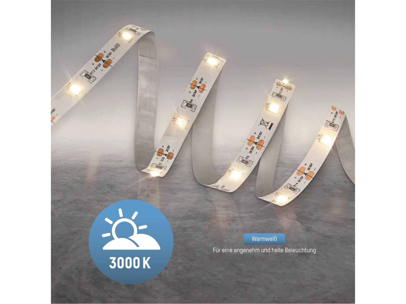 ANSMANN LED-Band 60 LEDs, Bewegungs-/Dämmerungssensor, inklusive 4 Micro-Batterien