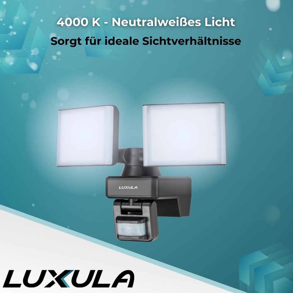 LUXULA LED-Fluter LX400192, mit BM, 2-köpfig, 2x 15 W, 3200 lm, 4000 K