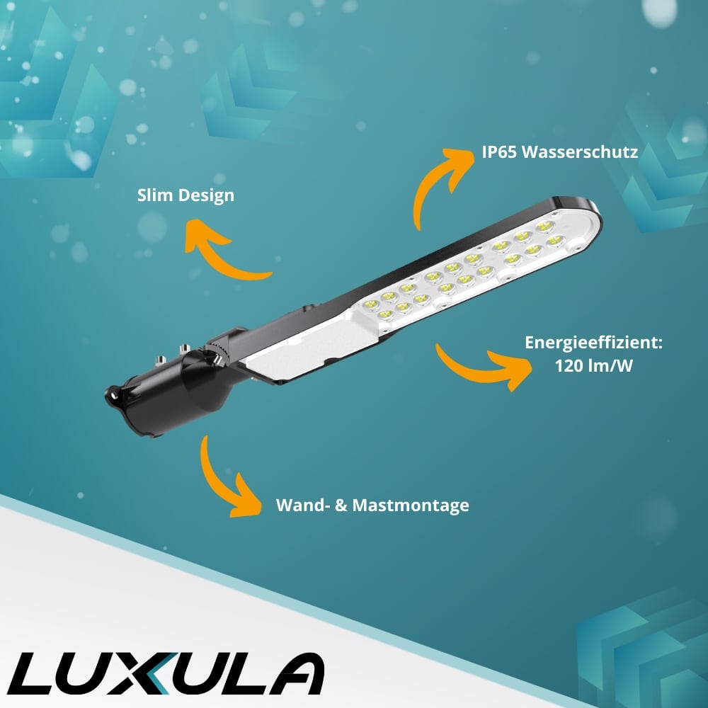 LUXULA LED-Straßenleuchte, SLIM, EEK: E, 50W, 6000lm, 5000K, IP65