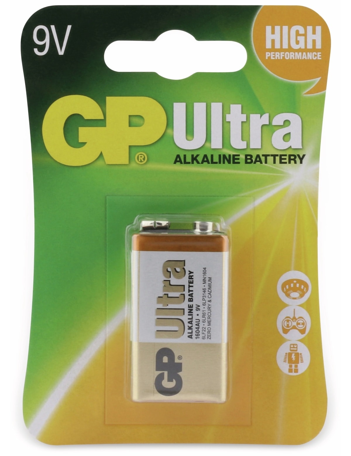 GP 9V-Blockbatterie ULTRA ALKALINE, 1 Stück