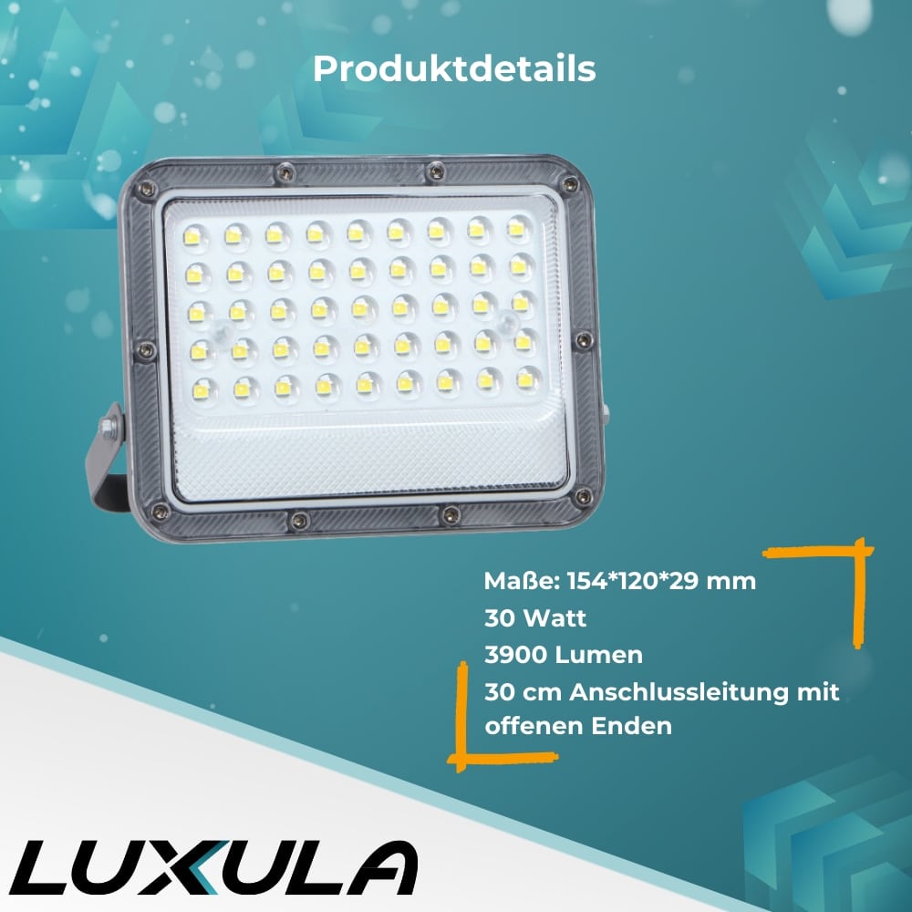 LUXULA LED-Fluter, EEK: E, 30W, 3900lm, 4000K, IP65, grau