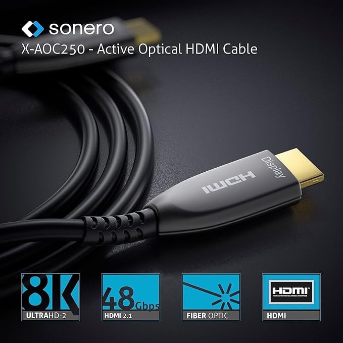 SONERO Aktives HDMI Kabel X-AOC250-150, AOC Extender Kabel 8K, 15m