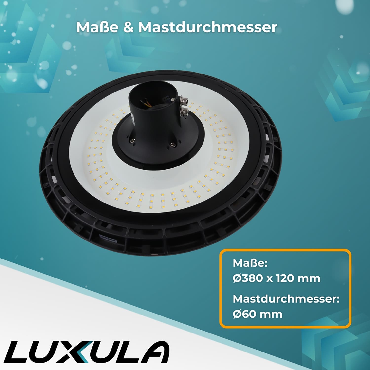 LUXULA LED-Straßenleuchte LX800111, rund, 90W, 9000ml, 3000K, warmweiß, IP65