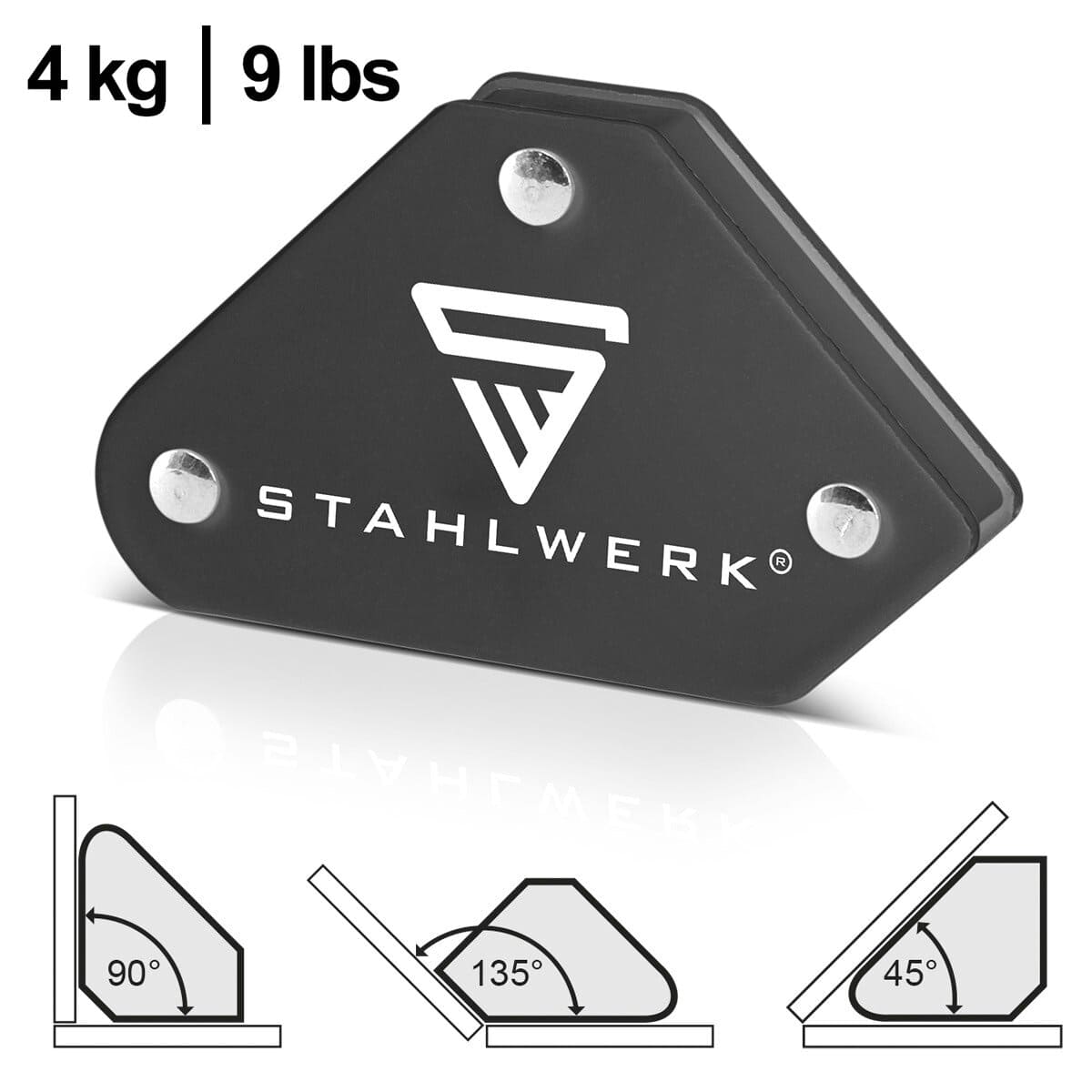 STAHLWERK Magnet-Schweißwinkel, 4568, 4 kg/ 9 lbs, 4er Set