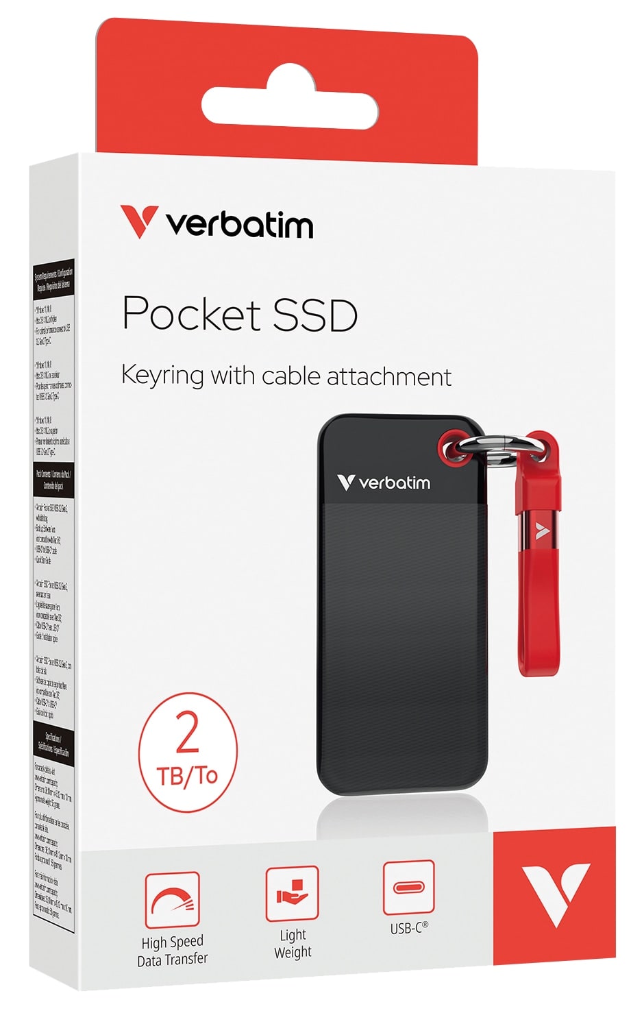 VERBATIM Externe SSD Pocket 2TB schwarz-rot