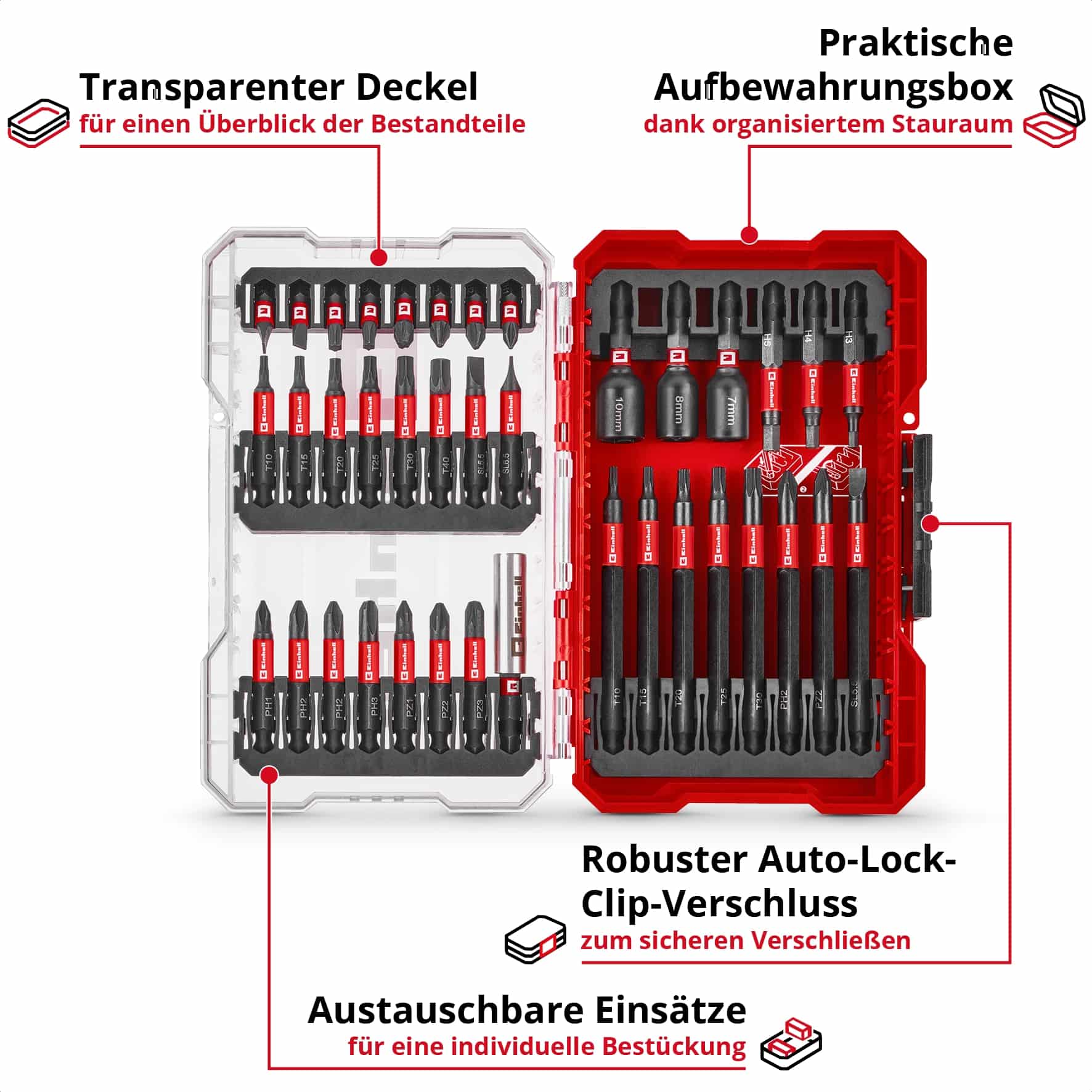 EINHELL Impact Bit-Set, 109250, M-Case, 38-teilig