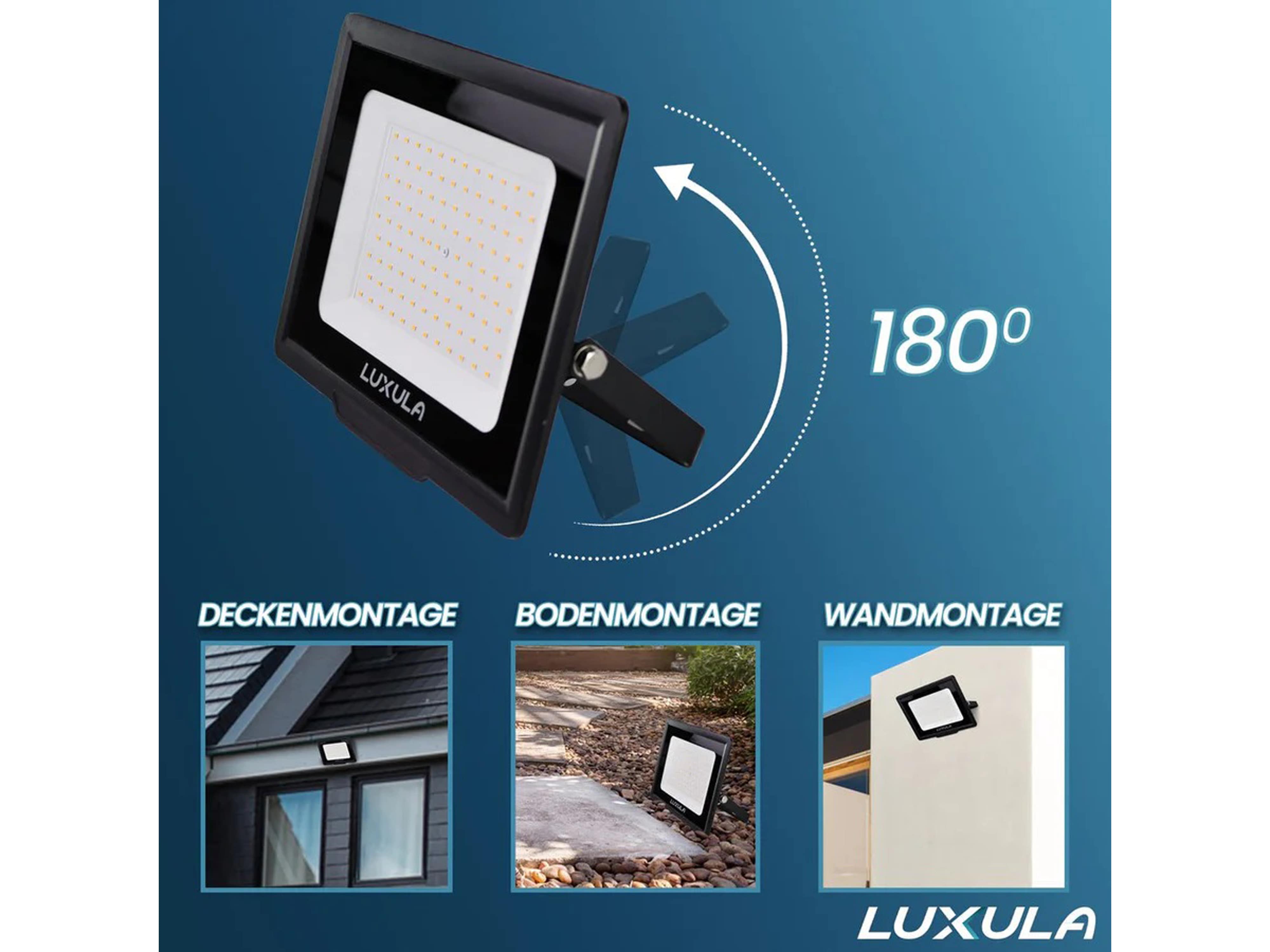 LUXULA LED-Fluter mit Bewegungsmelder, EEK: F, 10W, 1000lm, 3000K, schwarz