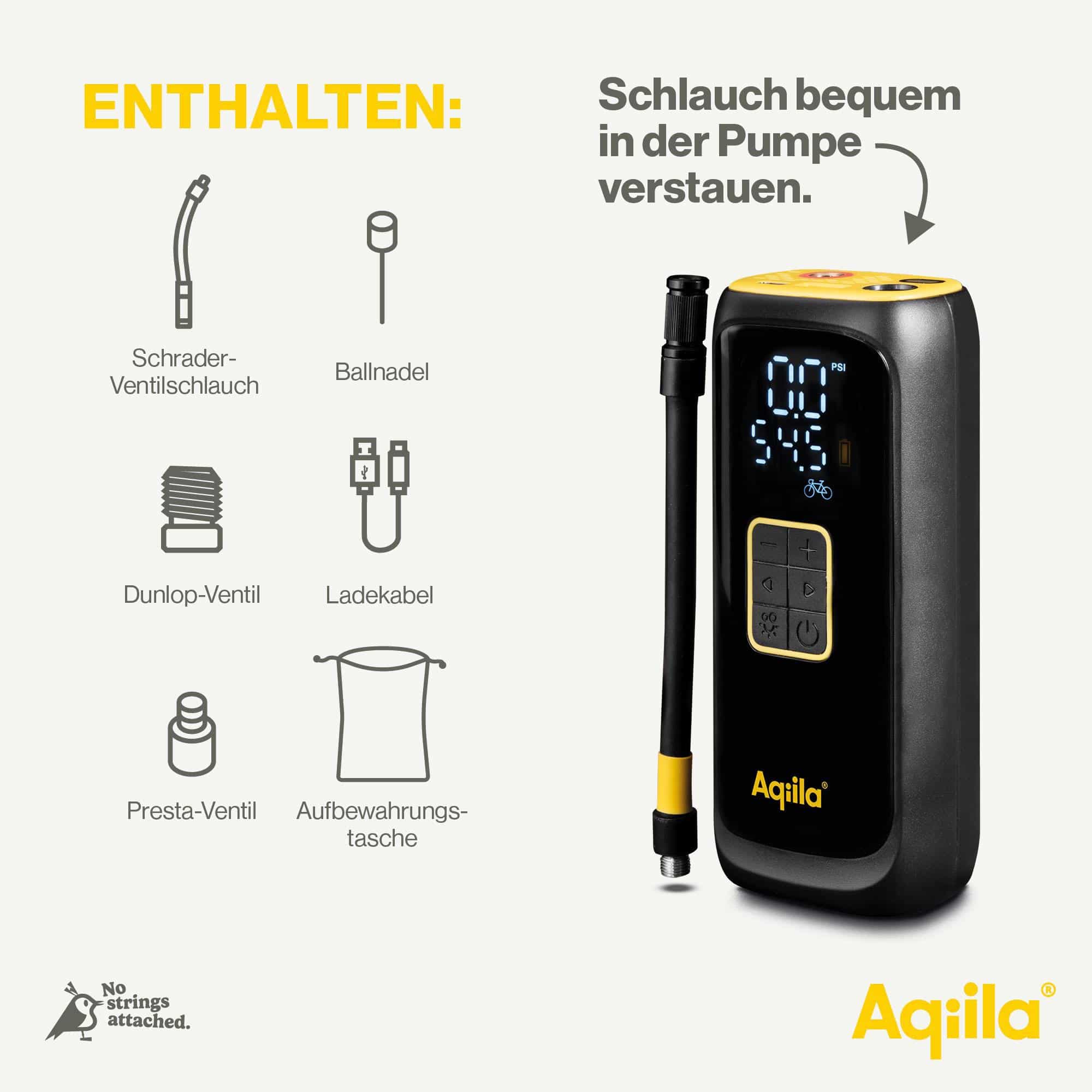 AQIILA Powerbank C4, 4000mAh, mit Kompressor 10 bar u. Lampe