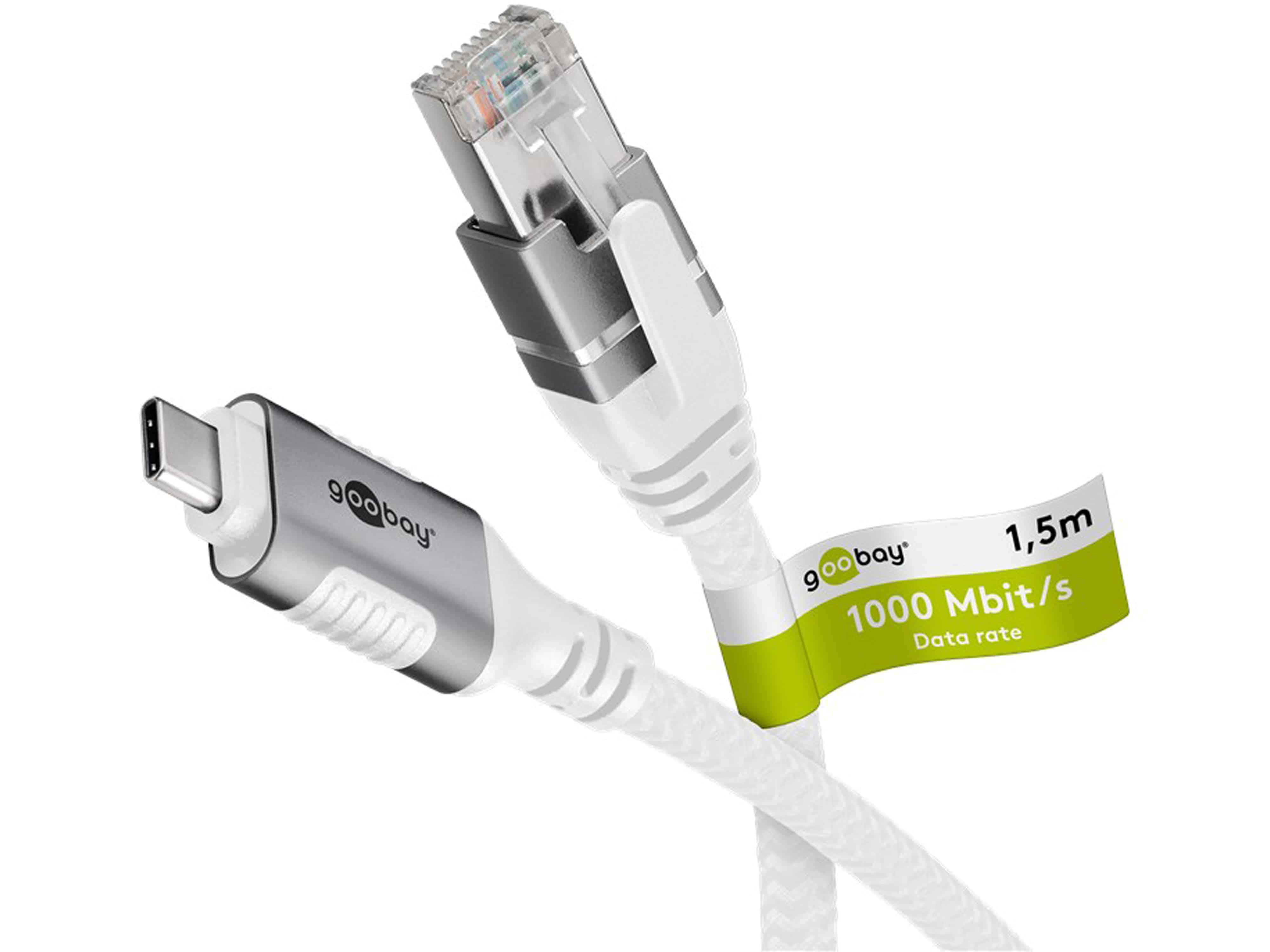 GOOBAY Ethernet-Kabel CAT6 USB-C 3.1 auf RJ45 1,5m