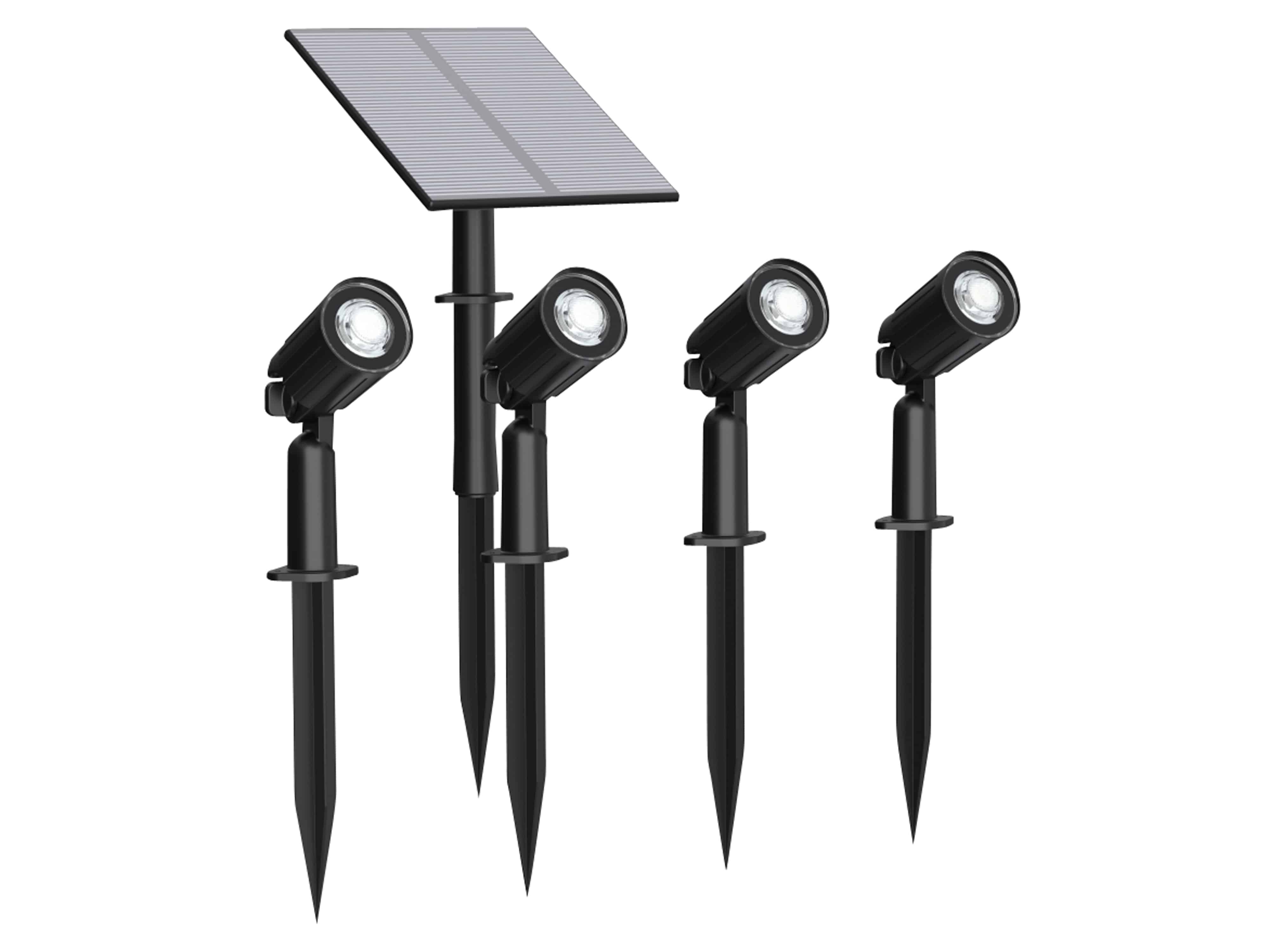 ENOVALITE Solar LED-Gartenstrahler, 4-Stück, 5 W, 90 Lm, 3-Lichtmodi