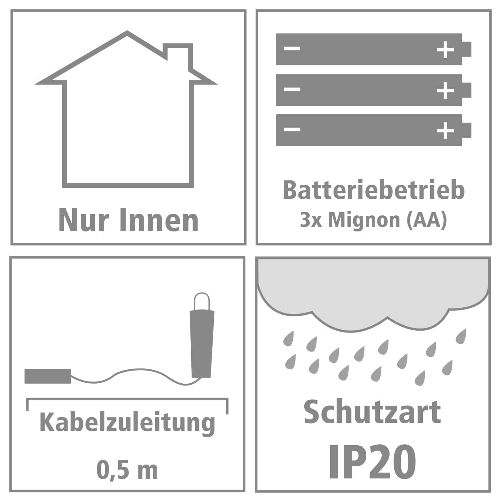 LED-Büschellichterkette Silberdraht, 100 LEDs, warmweiß, Batterbetrieb