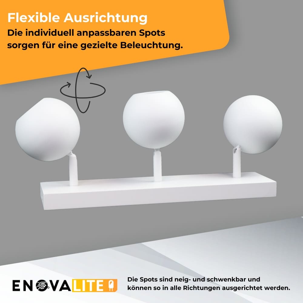 ENOVALITE Deckenleuchte GLOBE, GU10-Fassung, IP20, Ø10cm, 3 flammig, weiß