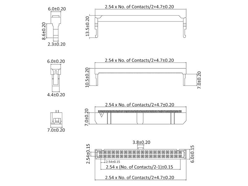 ECON CONNECT Pfostenverbinder PV14GR, 14-pol. grau, RM 2,54 mm