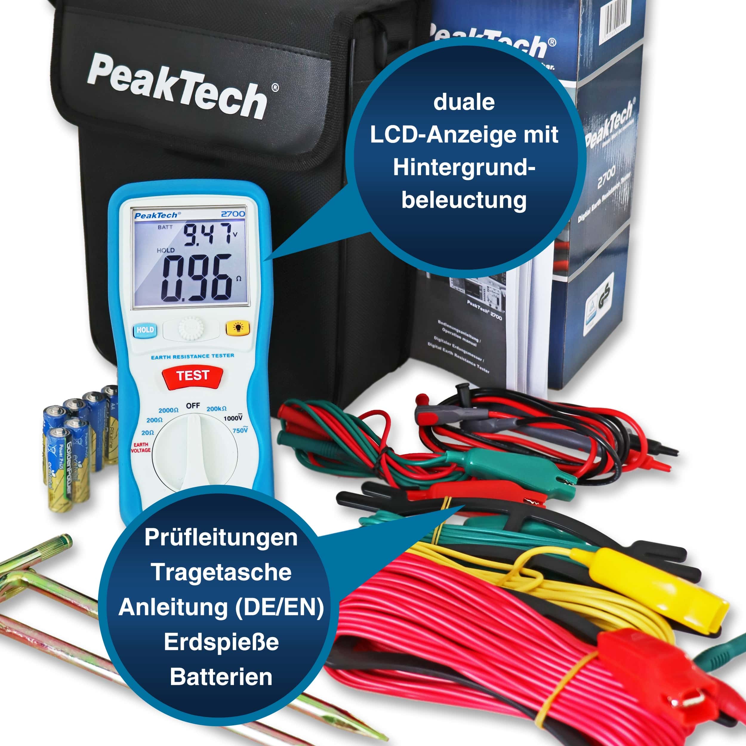 PEAKTECH Erdungs-Messgerät, P2700