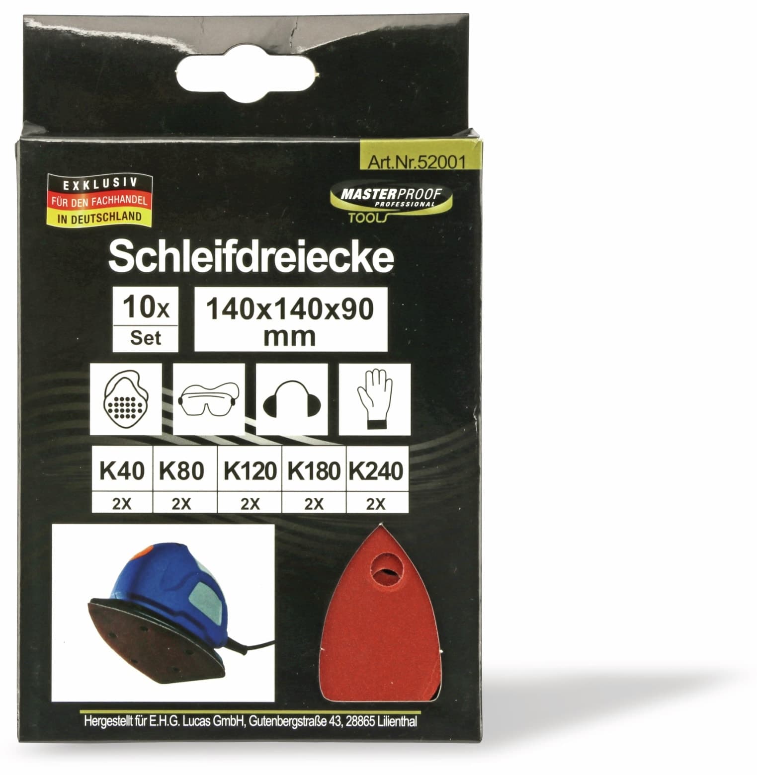 Schleifdreiecke-Set, 10 Stück, 140x140x90 mm