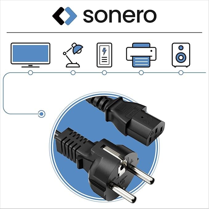 SONERO Netzkabel Schutzkontaktstecker, X-SKG-C13G-030B, gerade, schwarz, 3m