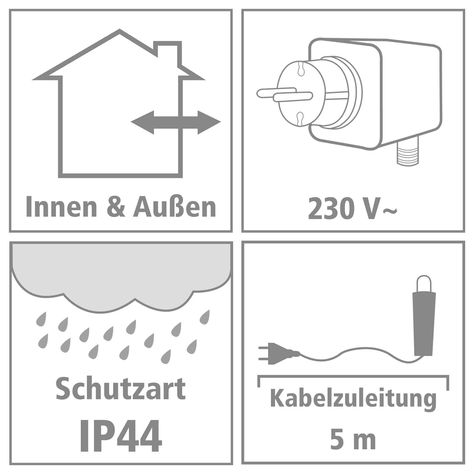 LED-Büschellichterkette Silberdraht, warmweiß, 240 LEDs, 230V~, IP44, 7,4m