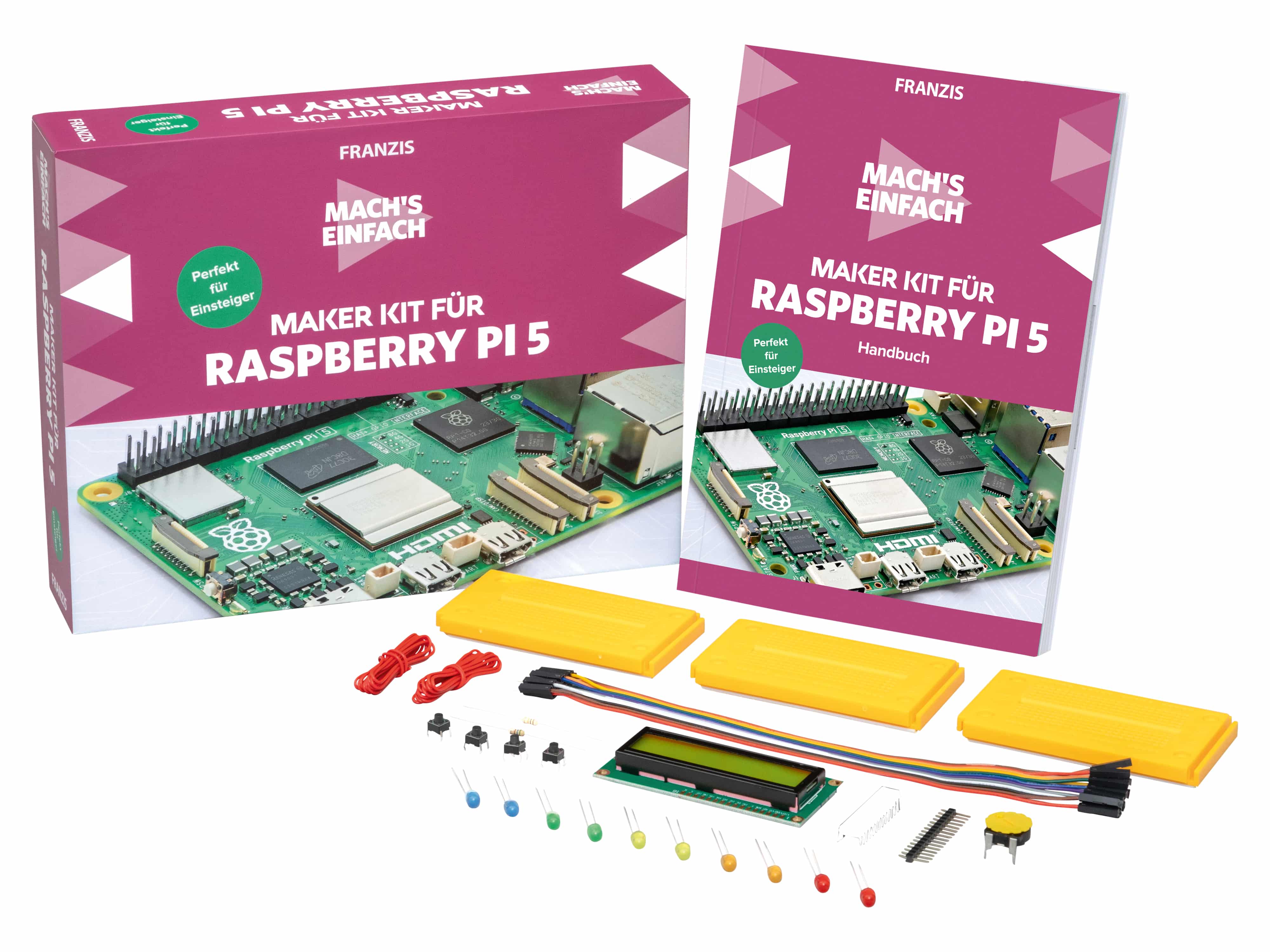 FRANZIS Maker Kit für Raspberry Pi 5 67219, Programmierplatine ab 14 Jahre