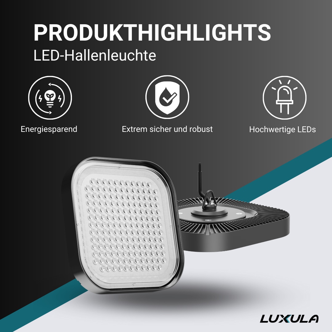 LUXULA LED-HighBay-Leuchte, EEK: E, 100 W, 12000 lm, 5000 K, schwarz