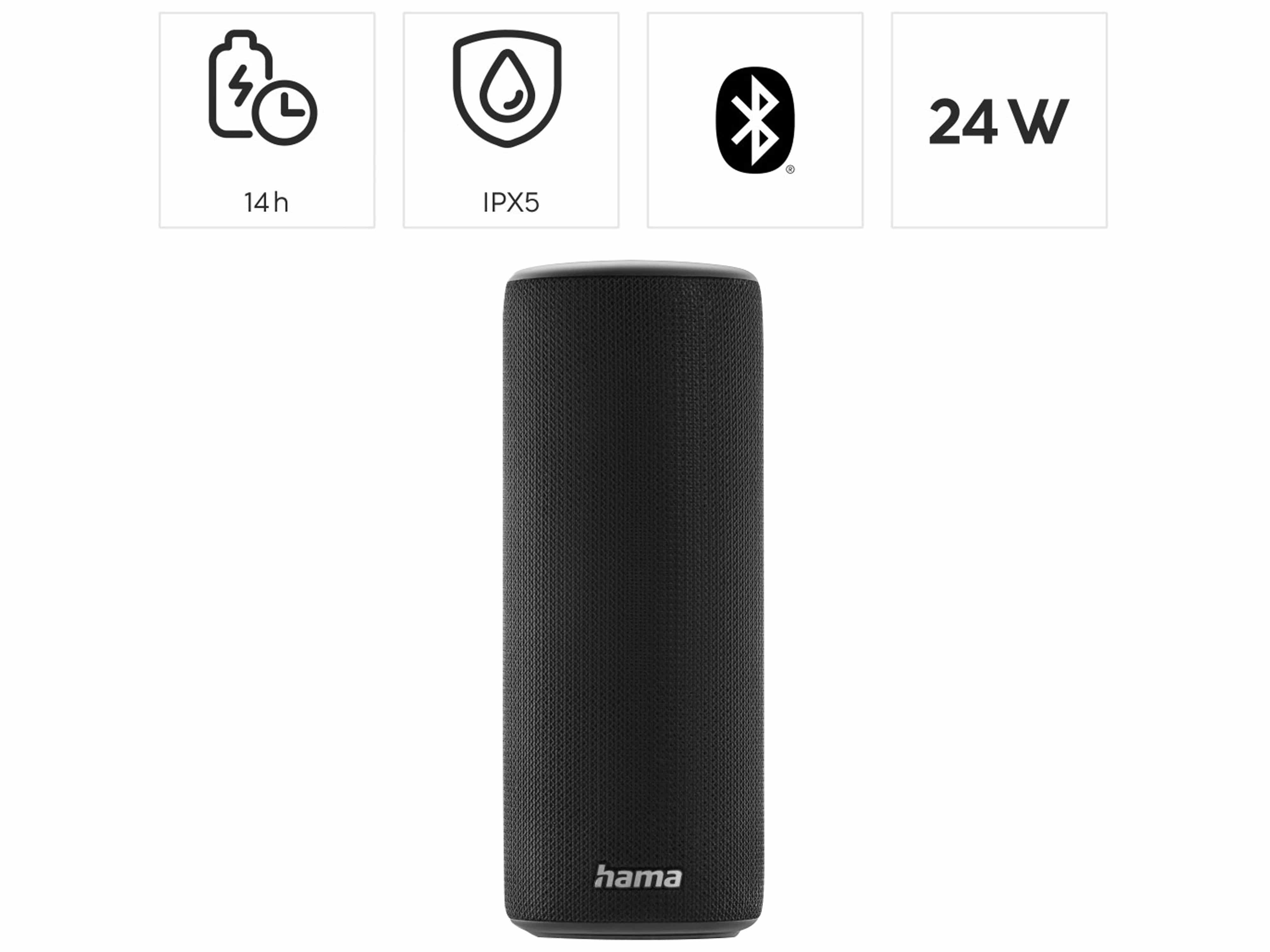 HAMA Bluetooth Lautsprecher Pipe 3.0, 24W, IPX5, 10 Lichtmodi