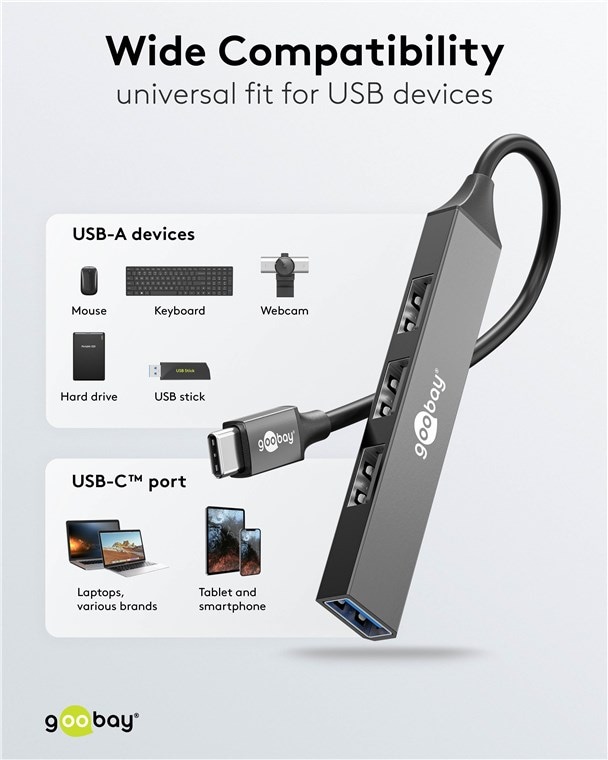 GOOBAY USB-C Hub 74457 Slim 4 Port USB-C auf USB-A