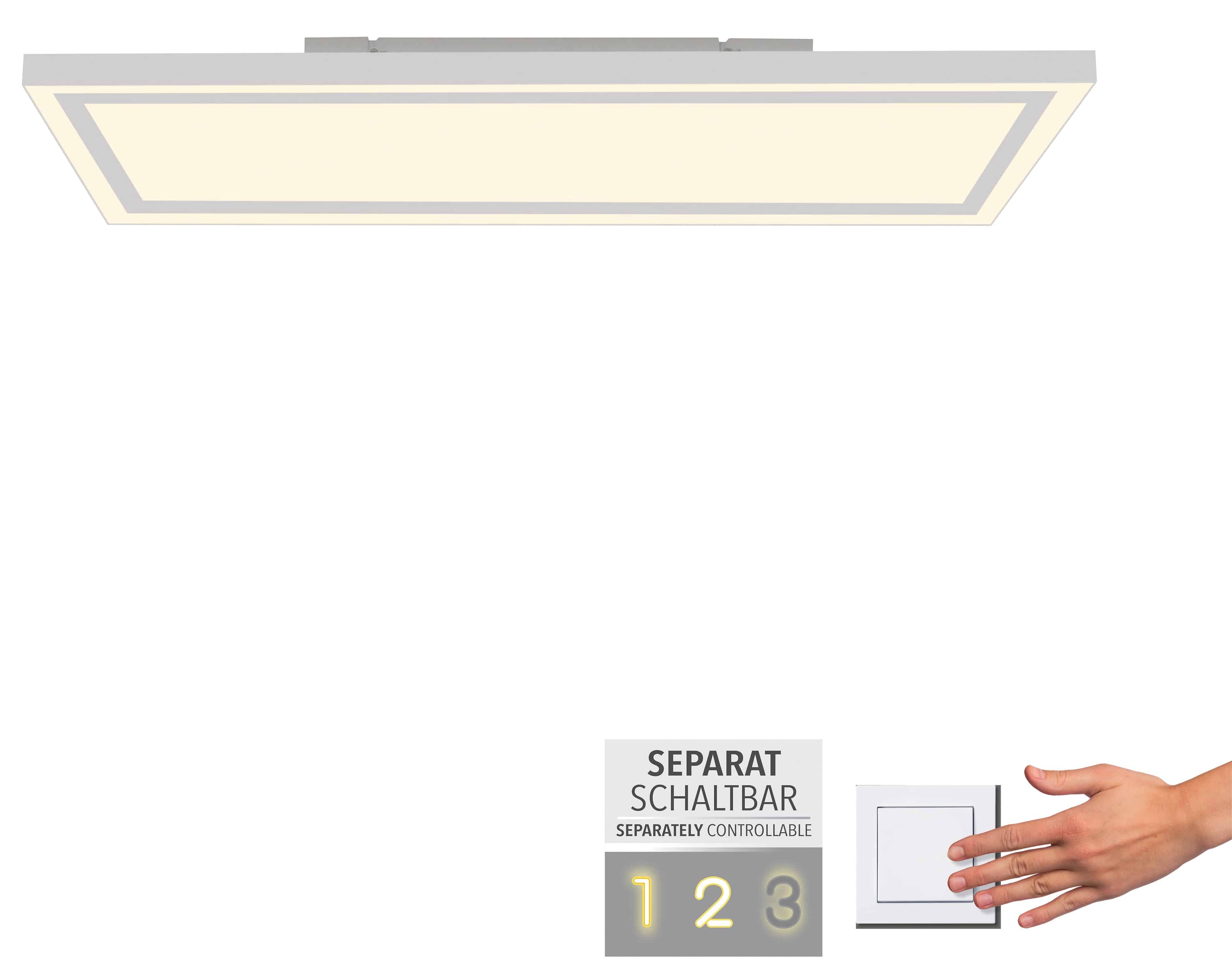 JUST LIGHT LED-Deckenleuchte 14882-16 weiß, 35 W, 4050 lm, 3000 K, getrennt schaltbar