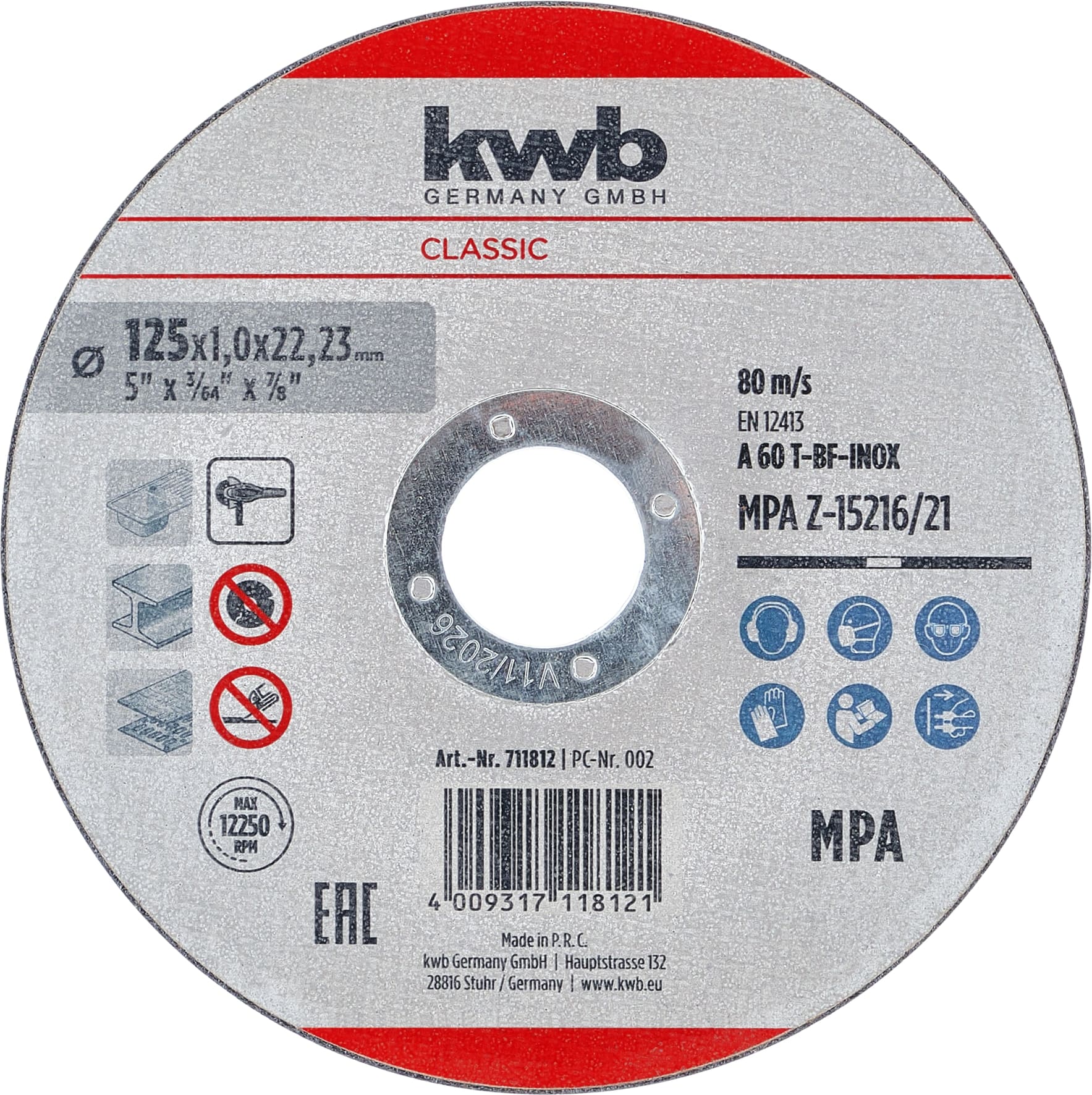 KWB Trennscheibe, 711812, 125x1,0 mm