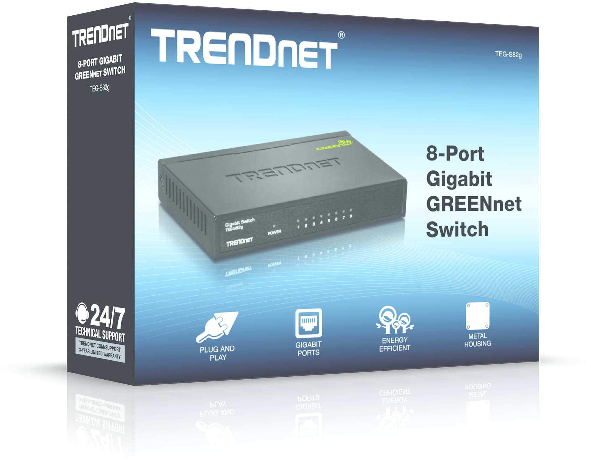 TRENDNET Switch, 8 Port Gbit Desktop, Metall