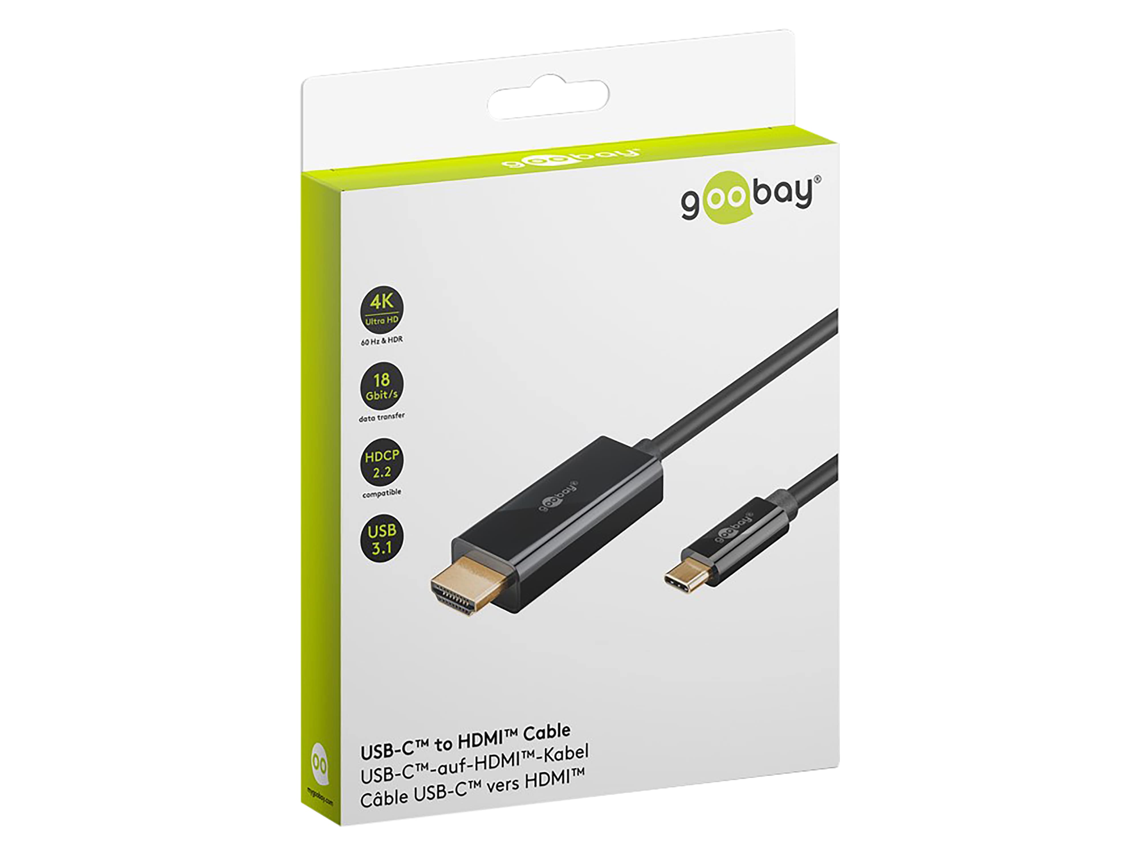 GOOBAY USB3.1 Adapterkabel 75697 USB-C/HDMI 2,0m schwarz