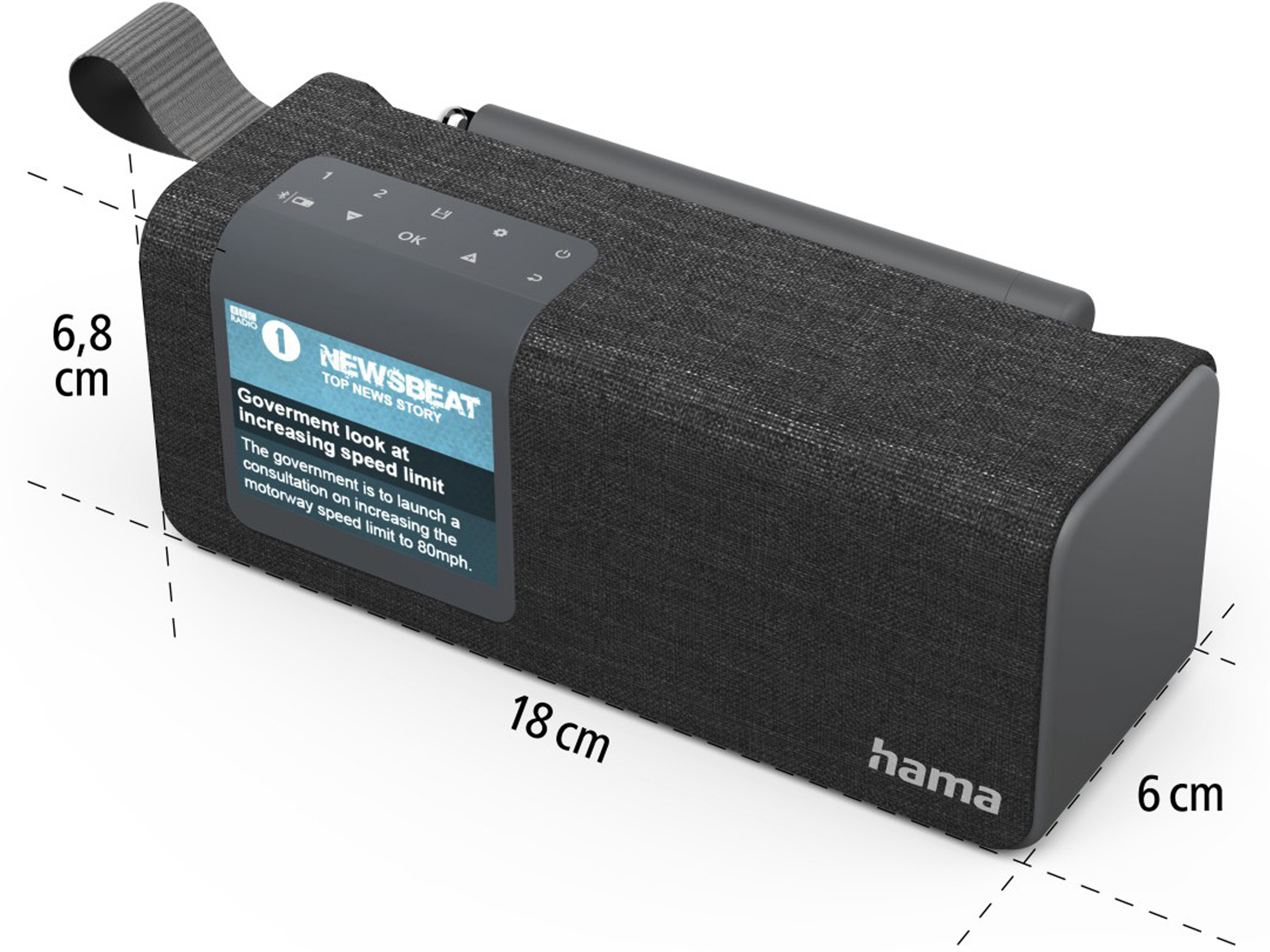 HAMA Digitalradio DR200BT, FM/DAB/DAB+/Bluetooth/Akkubertieb/schwarz