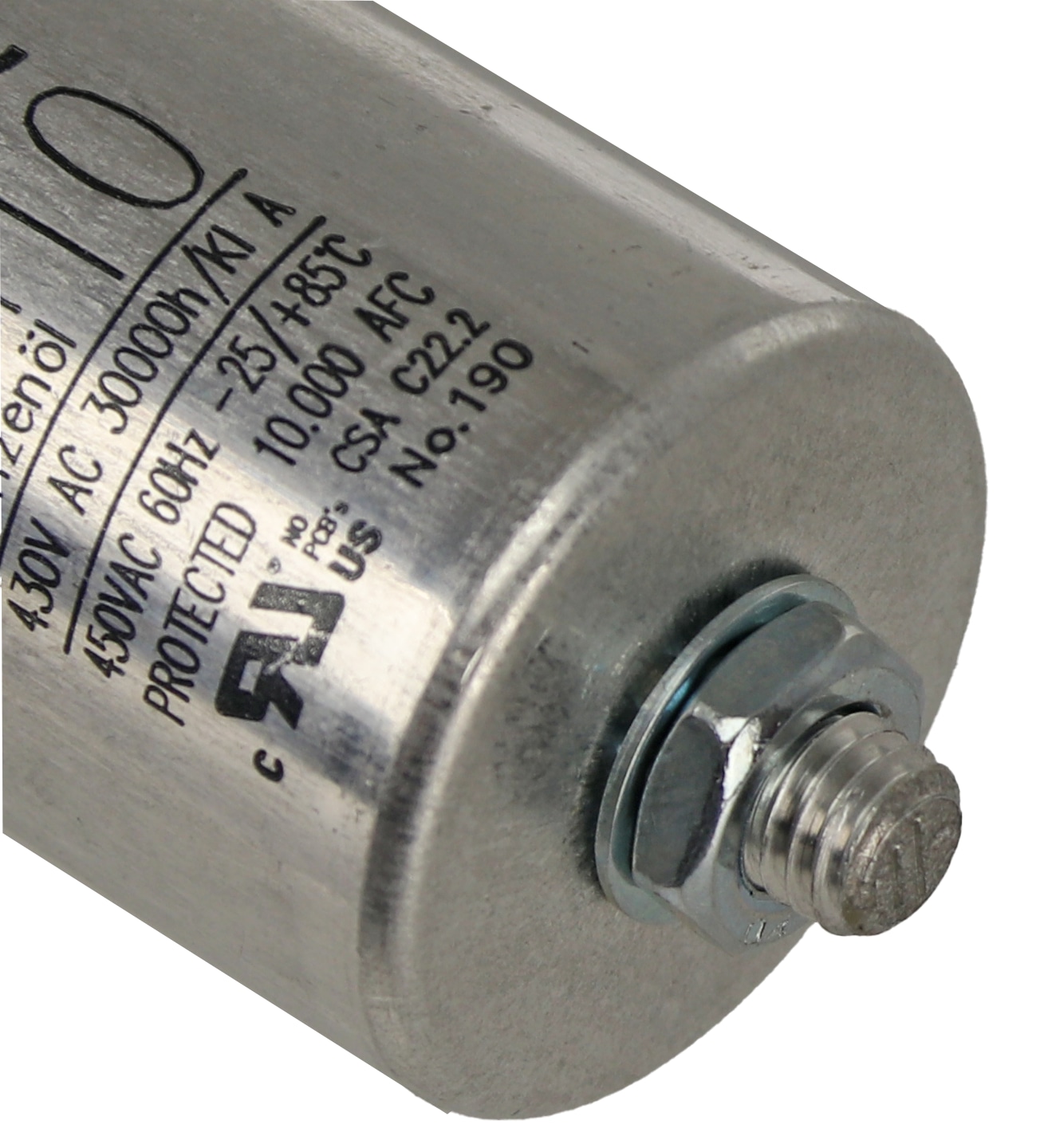 Motorkondensator, 10 µF, 420 V~, Flachsteckanschluss