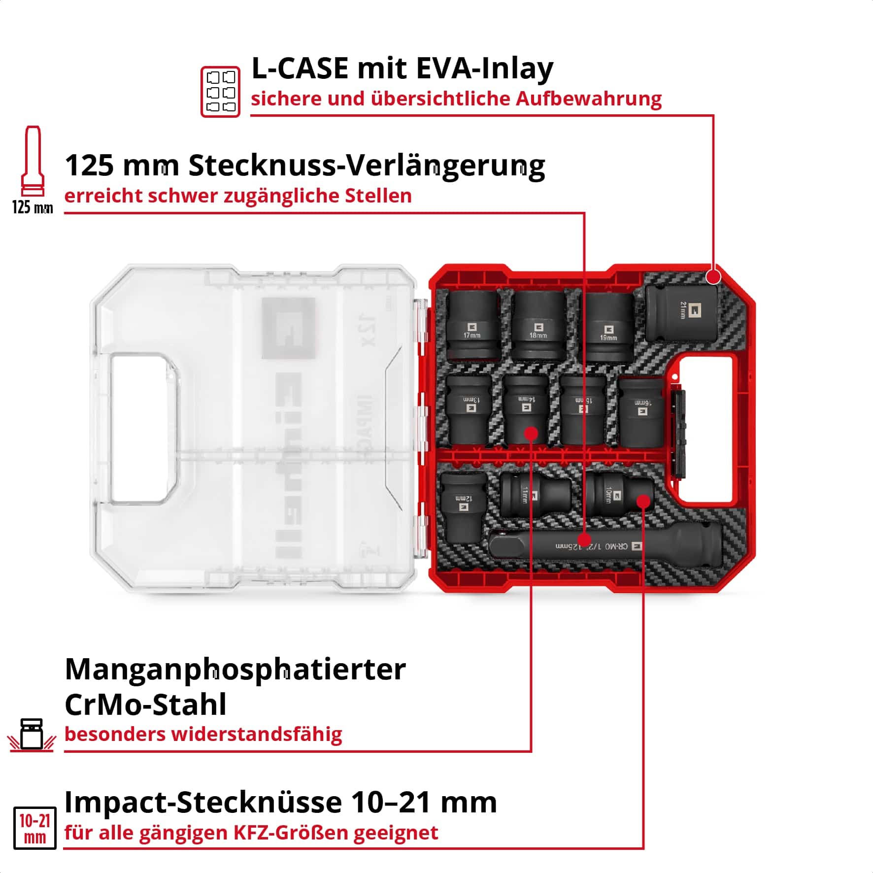 EINHELL Impact Stecknuss-Set, 109283, 12-teilig