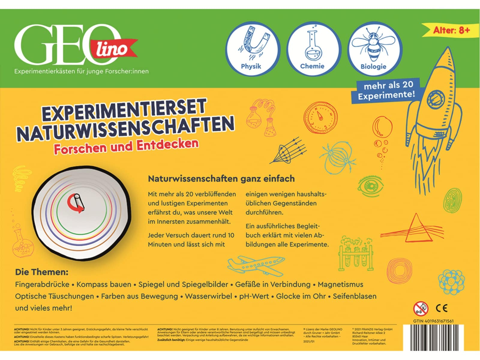 FRANZIS Experimentierkasten, 67156, GEOLINO - Experimentierset Naturwissenschaften