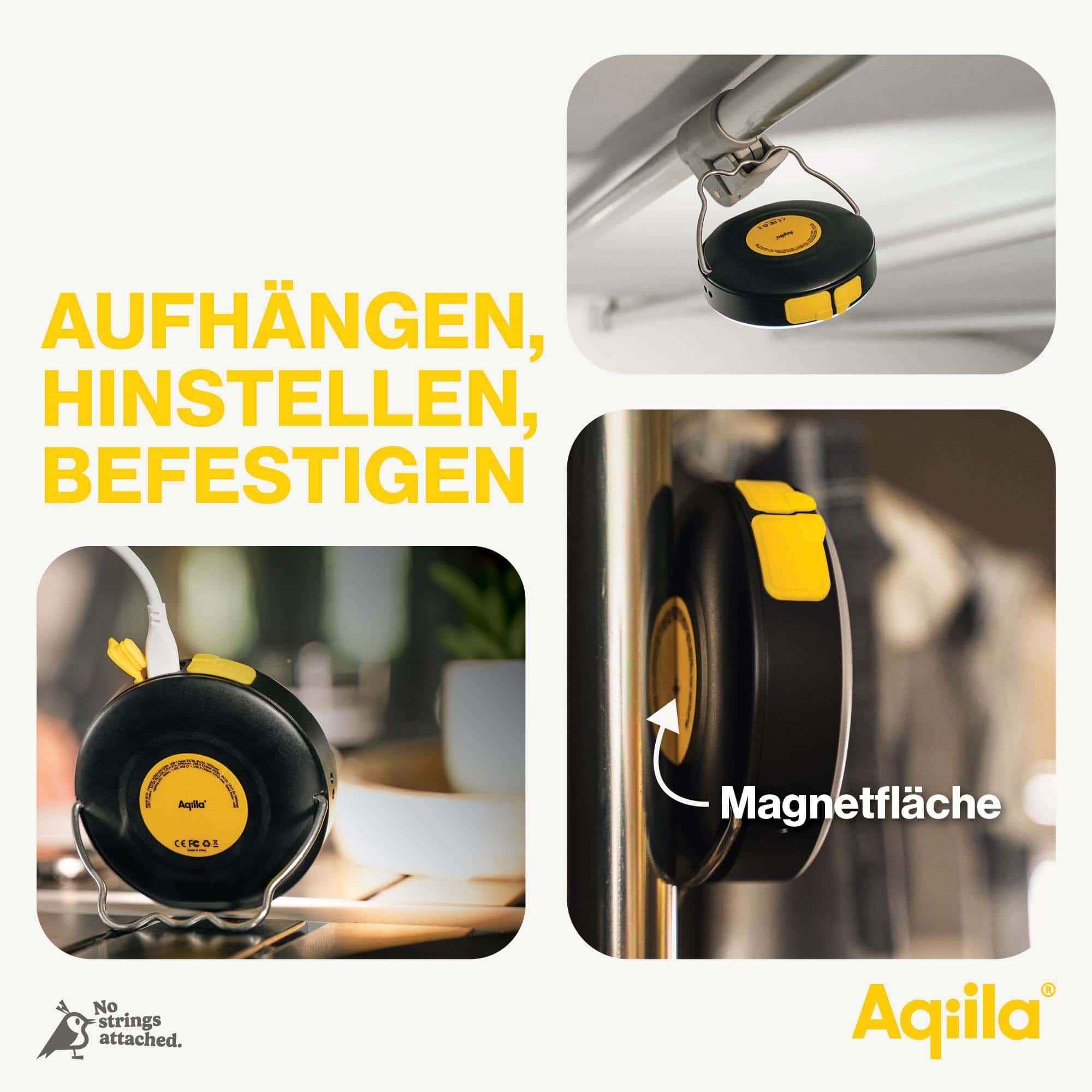 AQIILA Powerbank BL10, mit Leuchte, 20 W, 10.000mAh, schwarz