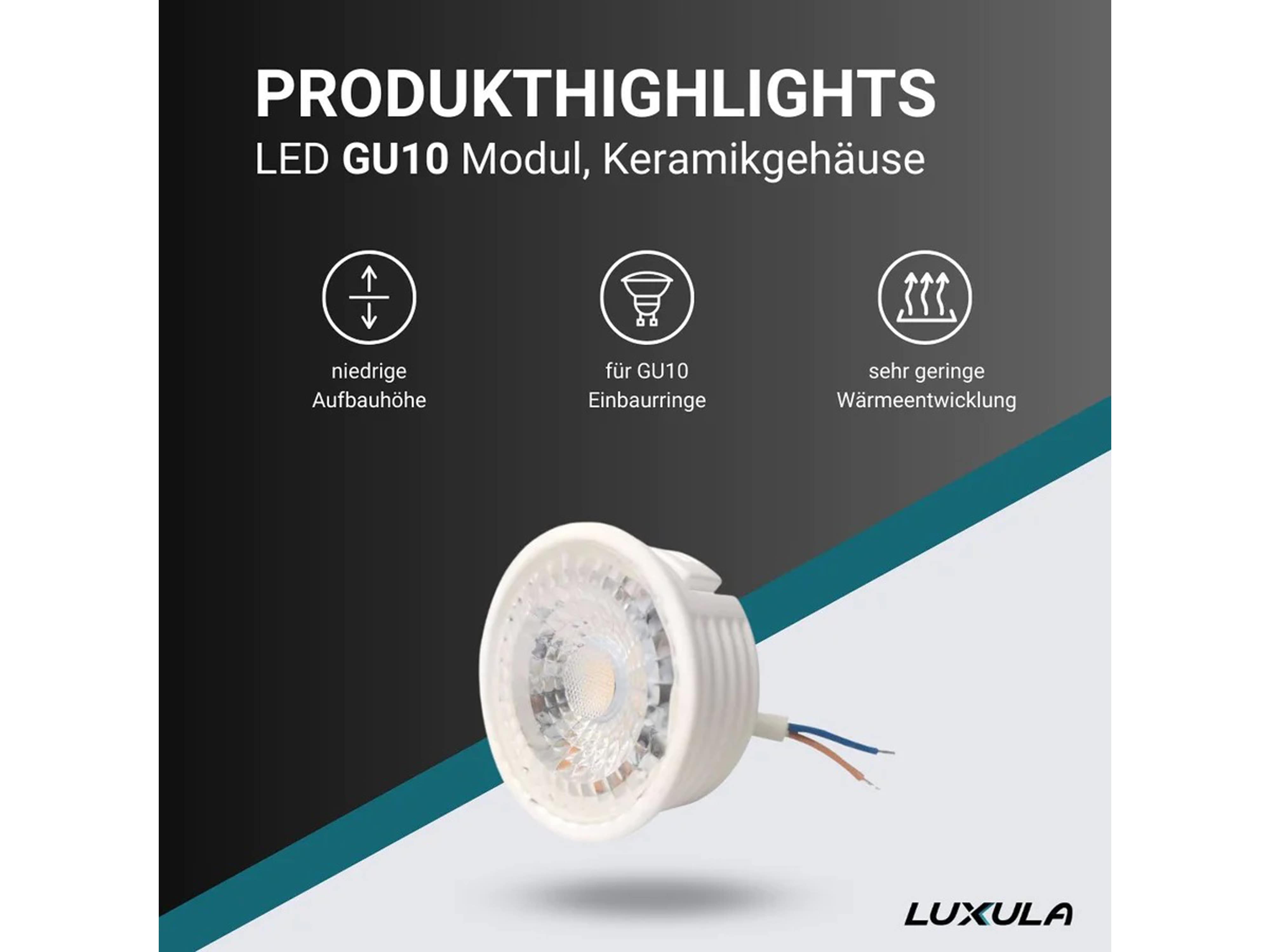LUXULA LED-Modul, Keramikgehäuse, GU10, EEK: F, 7W, 586lm, 2700K