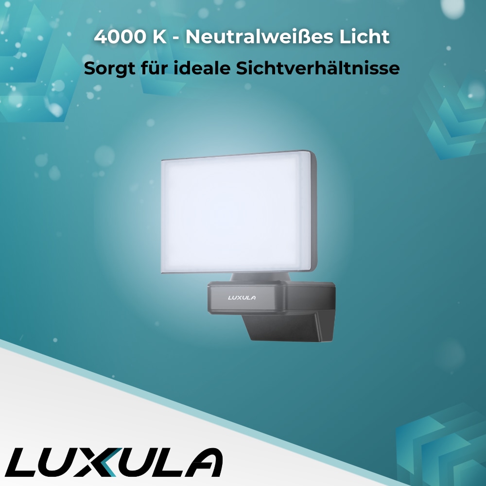 LUXULA LED-Fluter LX400191, 20 W, 2100 lm, 4000 K, schwarz