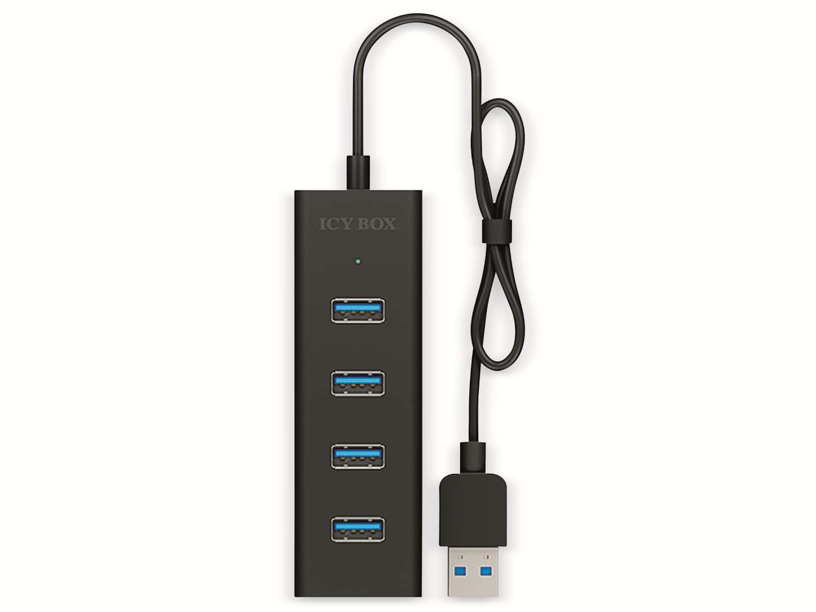 ICY BOX USB-Hub IB-HUB1409-U3, 4-port, Alumnium, schwarz
